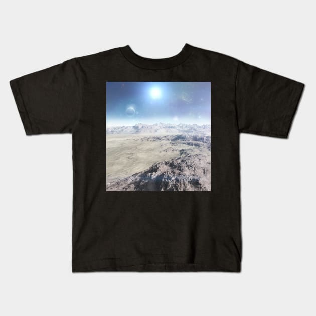 The Alien Planet in outer Space Kids T-Shirt by Ryan Rad